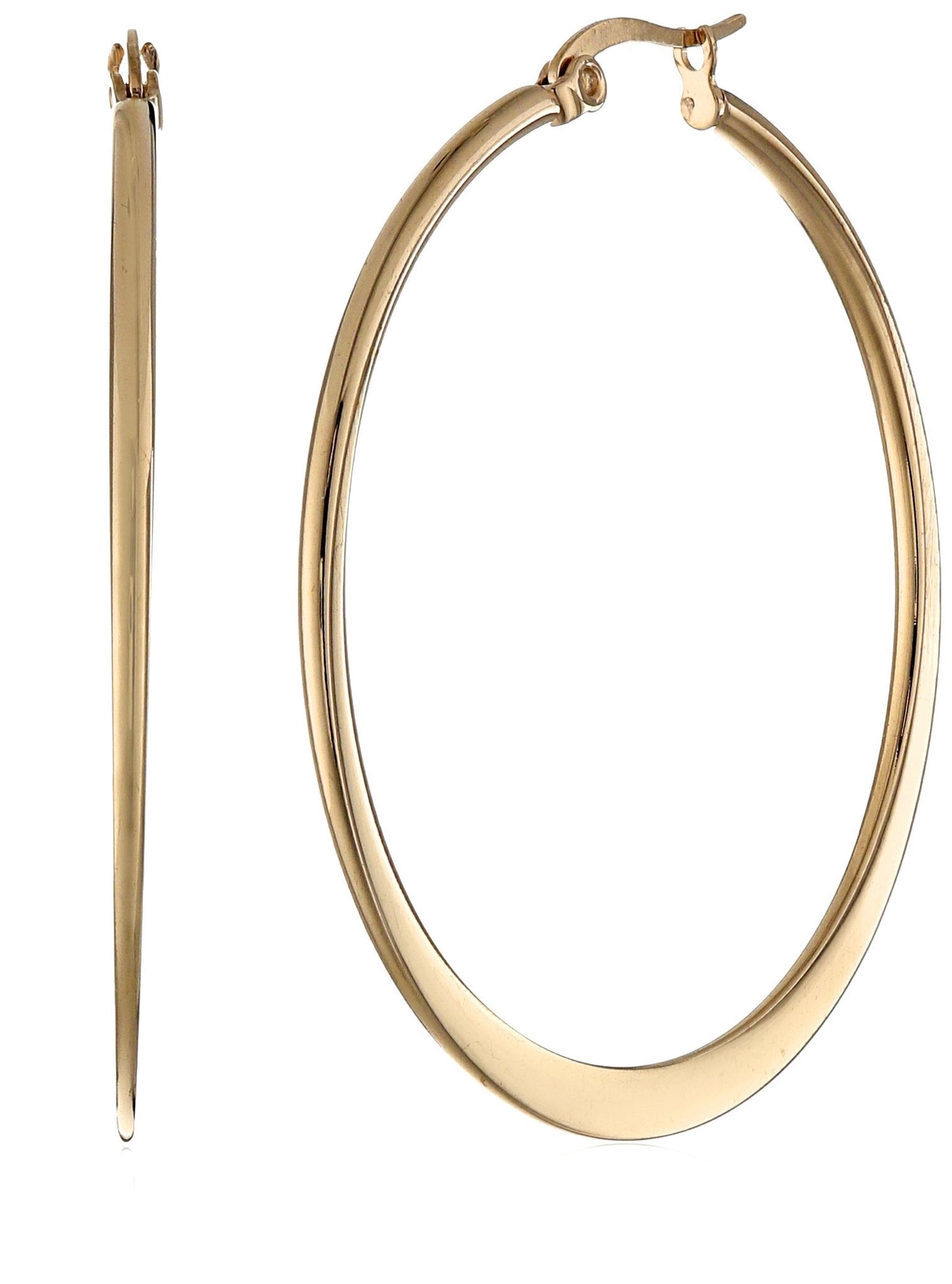 Amazon Essentials Gold Plated or Stainless Steel Flattened Hoop Earrings