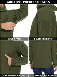 7DAY'S Men's Special Ops Military Tactical Soft Shell Winter Warm Fleece Lined Jacket Rain Hood Coat Hiking Snowboard