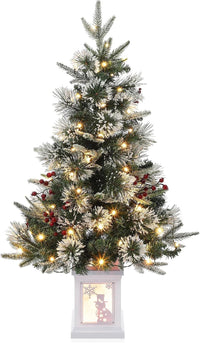 3 Ft Pre-Lit Christmas Tree, Artificial Christmas Trees with Lighting, Xmas Trees with 78 Led Lights, Christmas Decoration for Home, Office, Easy Assembly