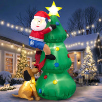 12 Foot Long Christmas Inflatables Santa Claus & Reindeer Sleigh Outdoor Decorations, Built-in LEDs Giant Funny Sled Merry Xmas Blow Up Yard Decoration Winter Inflatable Vacation Lawn Outside Blowups