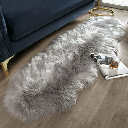 Ashler Faux Fur Rug, Dark Blue Area Rugs, Fluffy Sheepskin Fur Rug, Fuzzy Ultra Soft 2 x 6 Ft Rugs, Machine Washable Shag Rug, Nursery Throw Rugs for Bed, Living, Kids Room