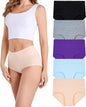 HAVVIS Women's Briefs Underwear Cotton High Waist Tummy Control Panties Rose Jacquard Ladies Panty Multipack