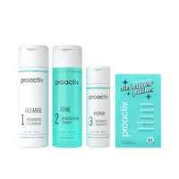 Proactiv 3 Step Acne Treatment - Benzoyl Peroxide Face Wash, Repairing Acne Spot Treatment for Face and Body, Exfoliating Toner - 30 Day Complete Acne Skin Care Kit