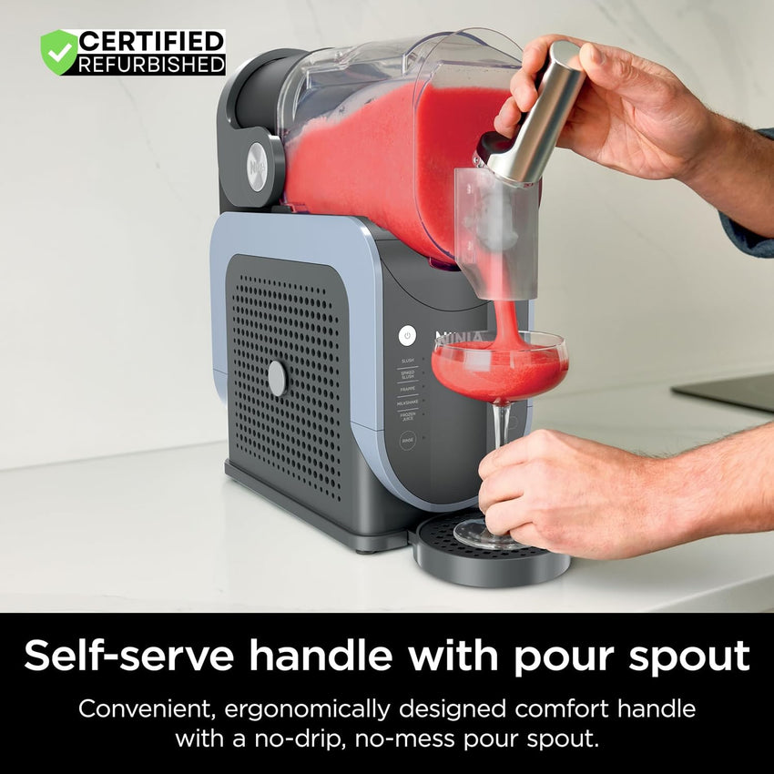 Ninja FS301 Professional Maker with RapidChill Technology, 88 oz Drink & Slushie Machine, 5 Preset Programs, Frozen Margaritas, Frappés, and More, Premium Accents, Black (Renewed)