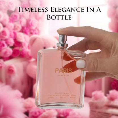 NovoGlow Paris For Her Eau de Parfum Spray Perfume, Fragrance For Women-Daywear, Casual Daily Cologne Set with Deluxe Suede Pouch- 3.4 Oz Bottle- Ideal EDT Beauty Gift for Birthday, Anniversary (3.4)