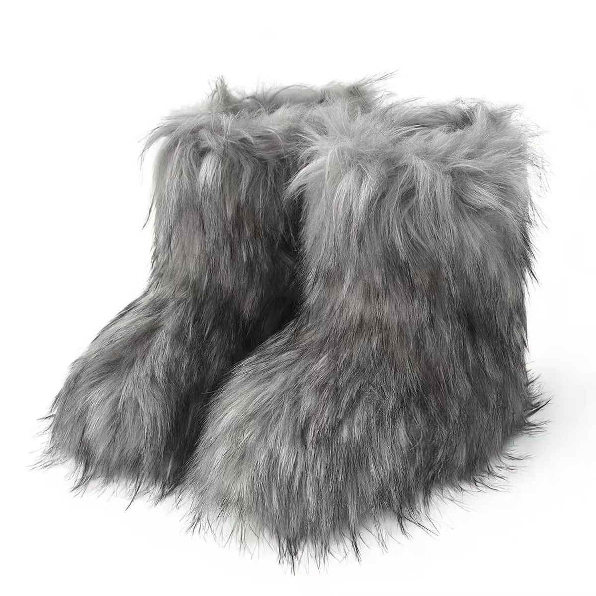 Wnshonzy Fur Boots for Women Snow Furry Fluffy Platform Flat Ankle Mini Boot Winter Round Toe Y2k Comfortable Mid-Calf Short Outdoor 2025