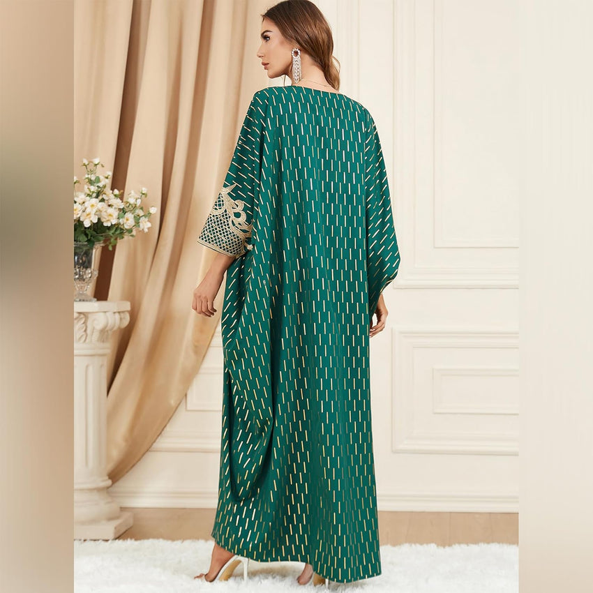 ODIZLI Muslim Abaya for Women Long Dresses Dubai Pendant Bat Sleeves Turkey African Caftan Vest