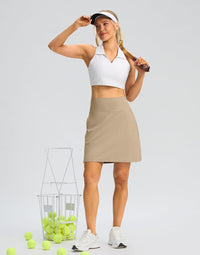 SANTINY 18" Skorts for Women 3 Pockets High Waist Long Athletic Tennis Skirt Golf Skort for Casual Summer Travel