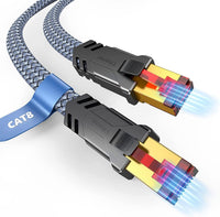 Snowkids Cat 8 Ethernet Cable 10 ft, High Speed Flat Ethernet Cable 10+ ft, 40Gbps, 2000Mhz Braided High Duty Long Ethernet Cable, Gold Plated RJ45 Connector for Modem/Router/ps-3/4/5/Gaming/PC