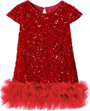 Tutu.kk Toddler Girls Sequin Dress A-Line Sparkly Sleeveless Wedding Gown Party Dresses for Girls