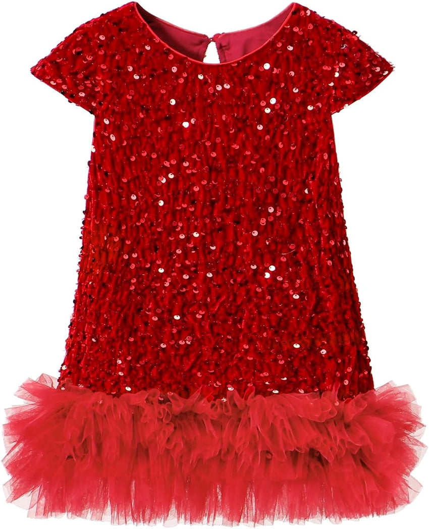 Tutu.kk Toddler Girls Sequin Dress A-Line Sparkly Sleeveless Wedding Gown Party Dresses for Girls