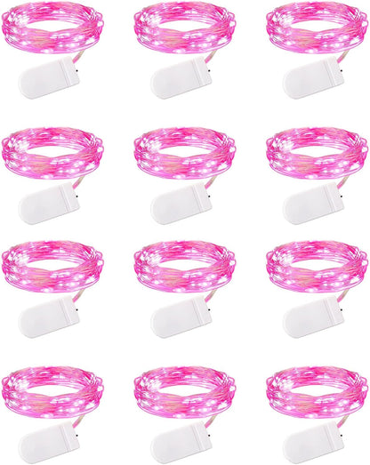 Brightown 12 Pack LED Fairy Lights Battery Operated String Lights - 7ft 20LED Waterproof Silver Wire Firefly Starry Moon Lights for DIY Crafts Wedding Table Centerpieces Party Bedroom Christmas