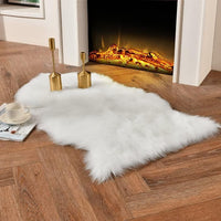 duduta White Faux Sheepskin Throw Rug 2x3 ft, Fluffy Shag Fur Chair Cover Small Bedside Dorm Rug Non Slip Washable