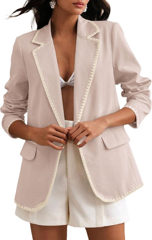 Mina Self Casual Blazer for Women 2025 Fall Pink Lightweight Business Casual Work Professional Office Trendy Cute Dressy Fashion Womens Jacket Women's Blazers & Suit Jackets QY046 Pink L