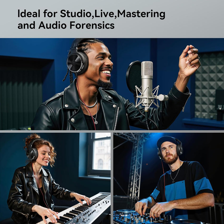 OneOdio Wired Over Ear Headphones Hi-Res Studio Monitor & Mixing DJ Stereo Headsets with 50mm Drivers and 1/4 to 3.5mm Jack for AMP Computer Recording Podcast Keyboard Guitar Laptop - Black