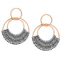 Raffia Hoop Earrings for Women Fun Boho Summer Beach Earrings Lightweight Handmade Straw Wicker Rattan Dangle Earrings Statement Geometric Round Drop Earrings