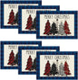 Artoid Mode Waterclor Buffalo Plaid Christmas Trees Placemats Set of 4, 12x18 Inch Winter Table Mats for Outdoor Home Party Kitchen Dining Decor