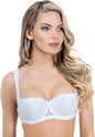 Rosme Women's Balconette Bra with Push Up Effect Plus Size Sexy Lace Demi Half Cup Bra Underwired Low Cut Mesh Bras Eliza