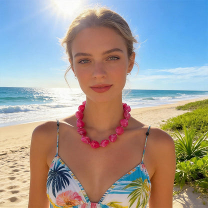 We We Chunky Colorful Beaded Necklace for Women Large Boho Statement Bead Chokers Necklaces Turquoise Blue Big Beads Jewelry Neck Summer Beach