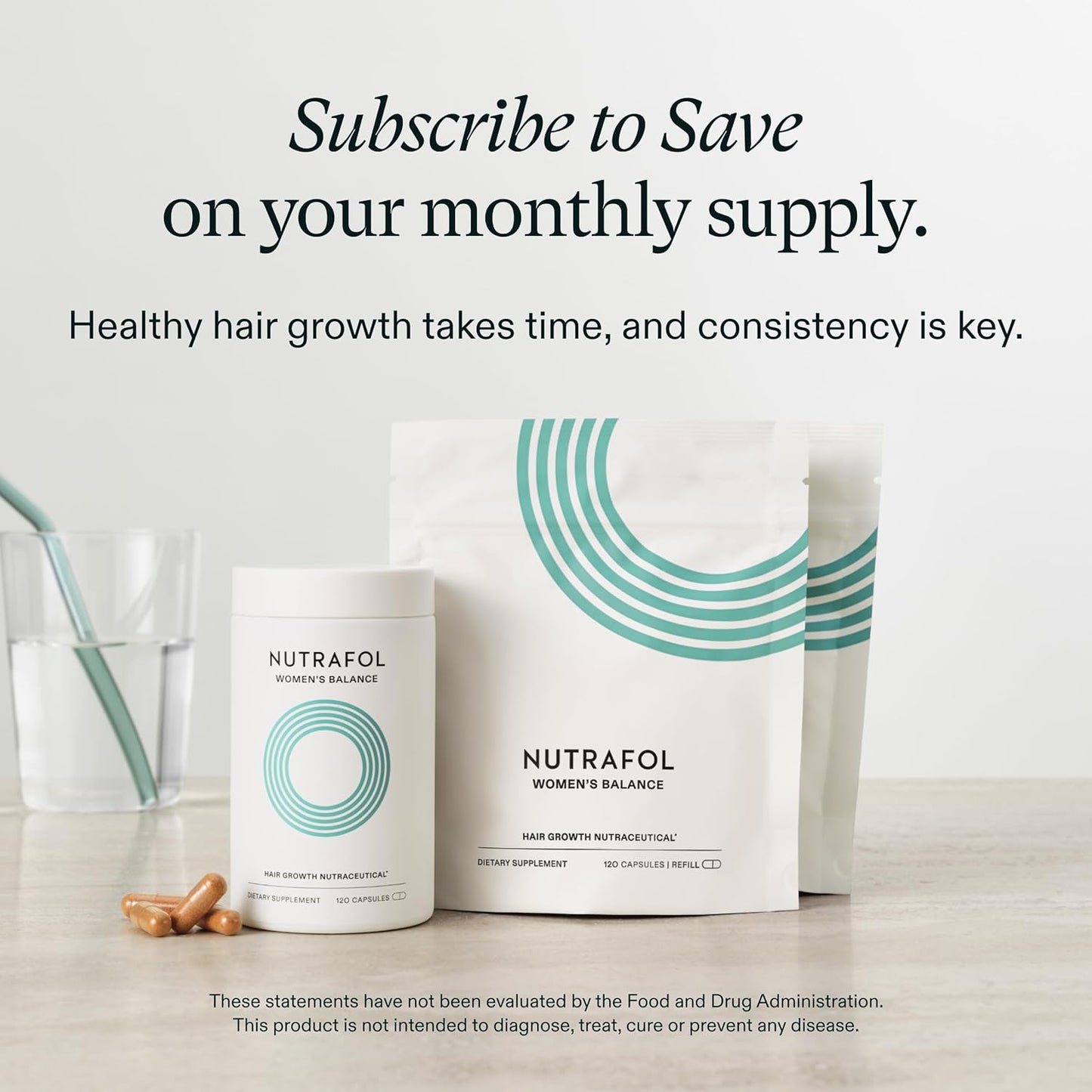 Nutrafol Women's Balance Hair Growth Supplements, Ages 45 and Up, Clinically Proven for Visibly Thicker Hair and Scalp Coverage, Dermatologist Recommended - 1 Month Supply
