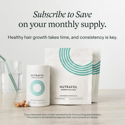 Nutrafol Women's Balance Hair Growth Supplements, Ages 45 and Up, Clinically Proven for Visibly Thicker Hair and Scalp Coverage, Dermatologist Recommended - 1 Month Supply