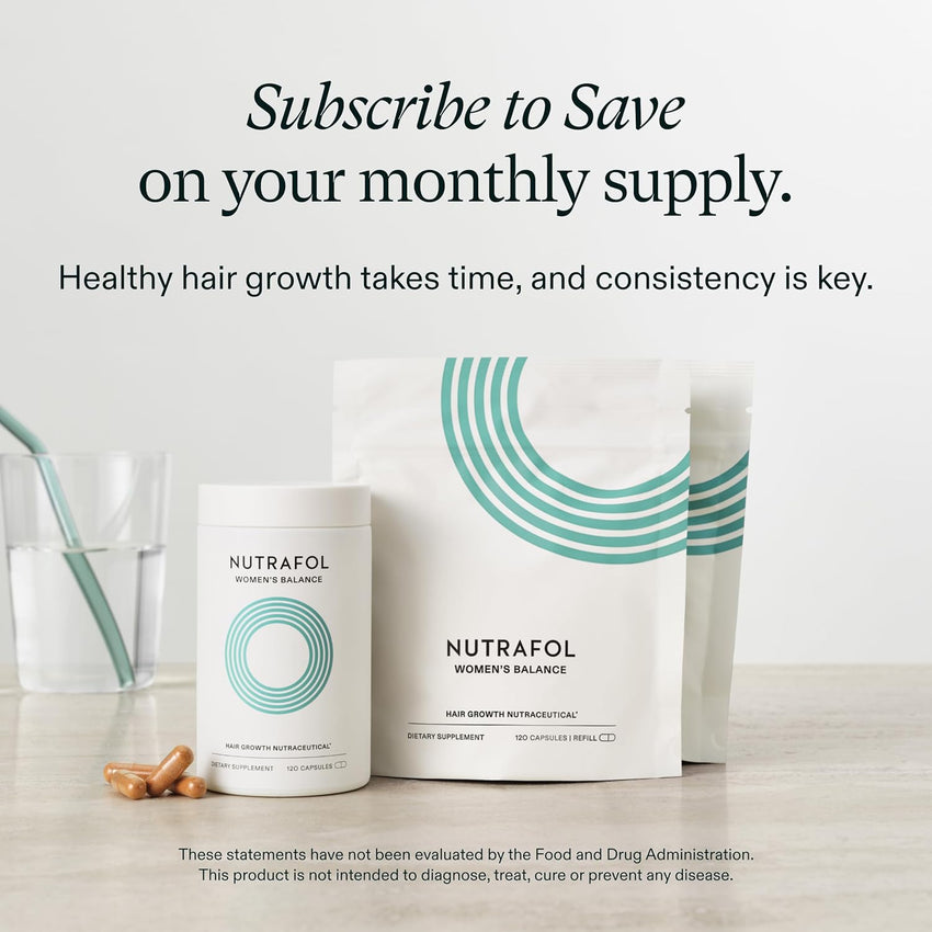 Nutrafol Women's Balance Hair Growth Supplements, Ages 45 and Up, Clinically Proven for Visibly Thicker Hair and Scalp Coverage, Dermatologist Recommended - 1 Month Supply
