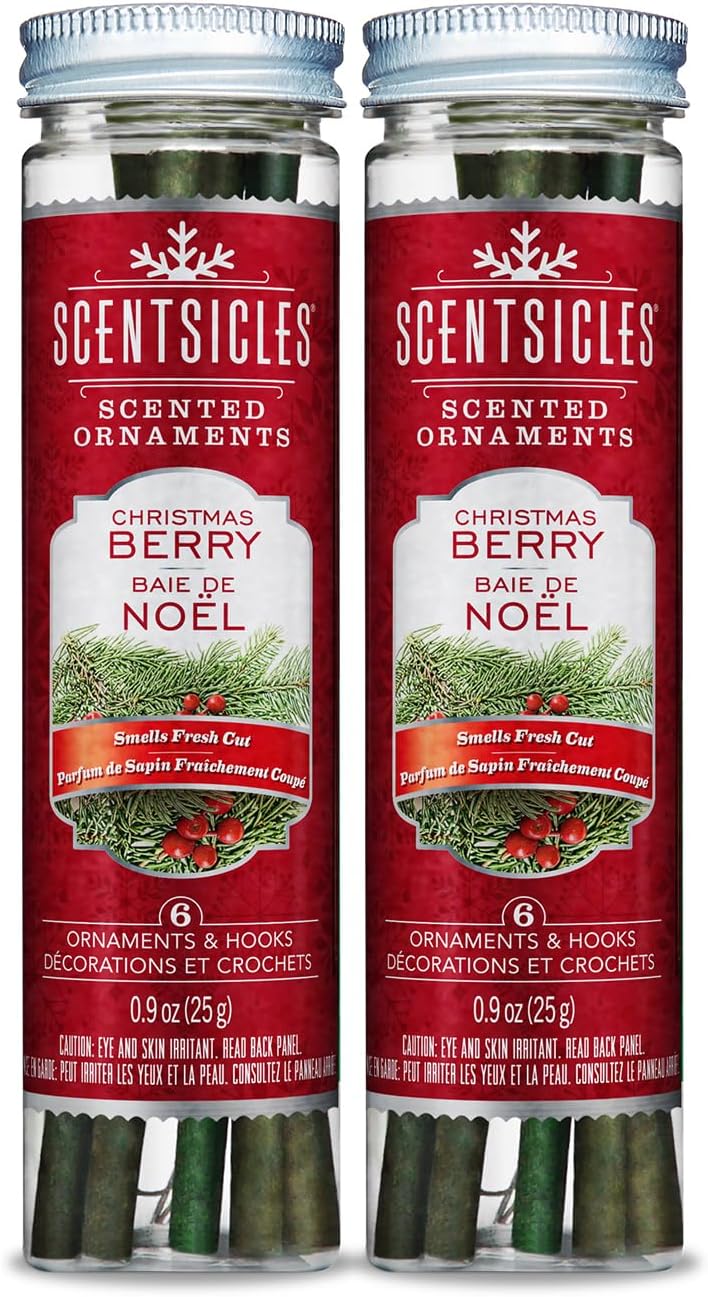 Scentsicles White Winter Fir Scented Christmas Tree Ornaments - 2 Bottles (12 Sticks Total)