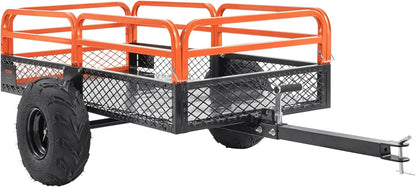 VEVOR ATV UTV Trailer Tow Behind Dump Cart, 1500lbs 15 Cubic Feet, Heavy Duty Yard Garden Trailer Pull Behind Dump Trailer for Lawn Mower Tractor