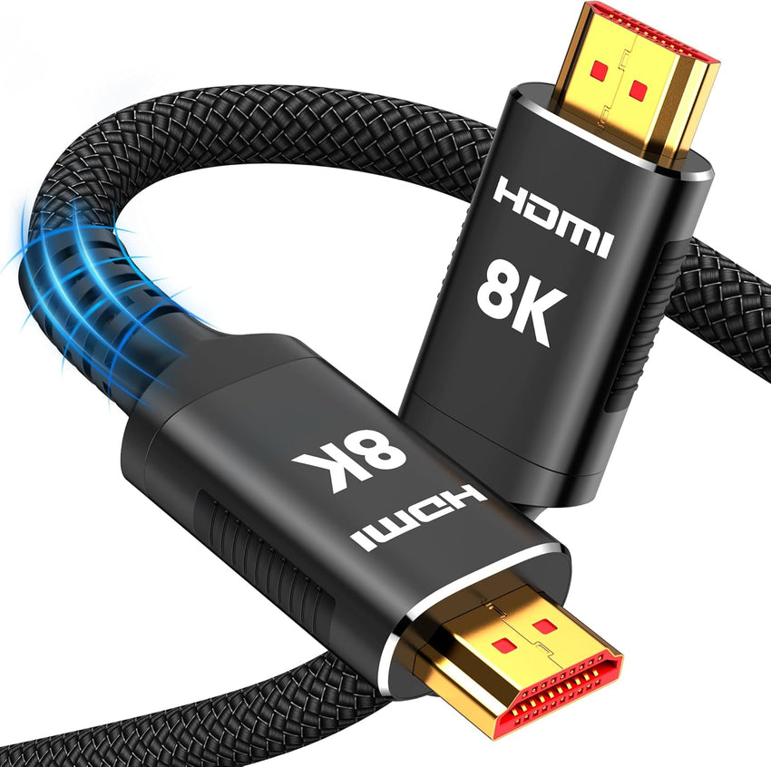 Snowkids 8K Long HDMI Cable 30 ft, Non-Slip Nylon Braided, 48Gbps Ultra High-Speed HDMI Cables Cord, 10K 8K@60Hz, 4K@120Hz Compatible for TV/PS-5/X-box/Projector/Sound System & More
