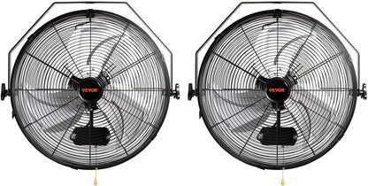 VEVOR 18 inch Wall Mount Fan Waterproof 2 Packs, 3 speed High Velocity 4000 CFM Industrial Wall Fan for Indoor, Commercial, Residential, Warehouse, Greenhouse, Workshop, Basement, Garage,Black