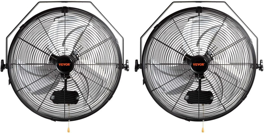 VEVOR 18 inch Wall Mount Fan Waterproof 2 Packs, 3 speed High Velocity 4000 CFM Industrial Wall Fan for Indoor, Commercial, Residential, Warehouse, Greenhouse, Workshop, Basement, Garage,Black