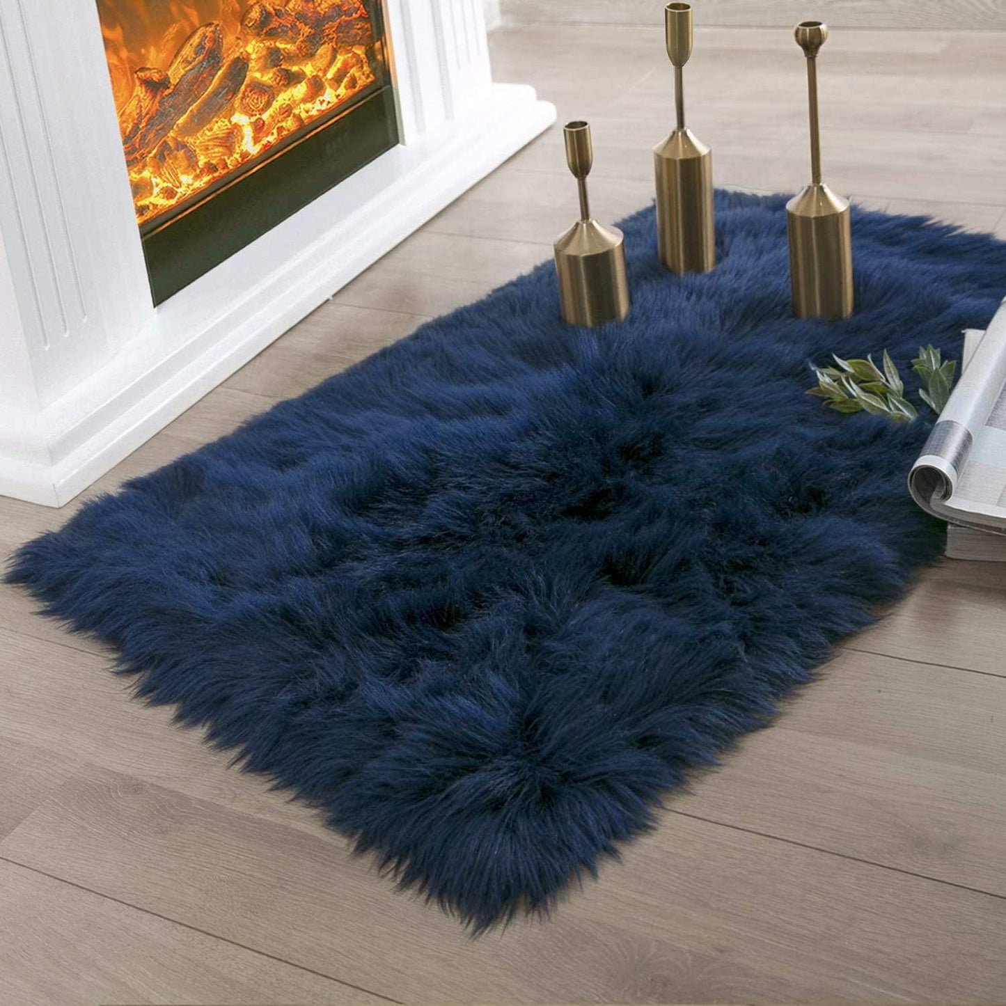 Ashler Faux Fur Rug, Fluffy White Small Sheepskin Rug, Ultra Soft 2x3 Ft Mat, Machine Washable Shag Mats, Nursery Throw for Bed, Living, Kids Room