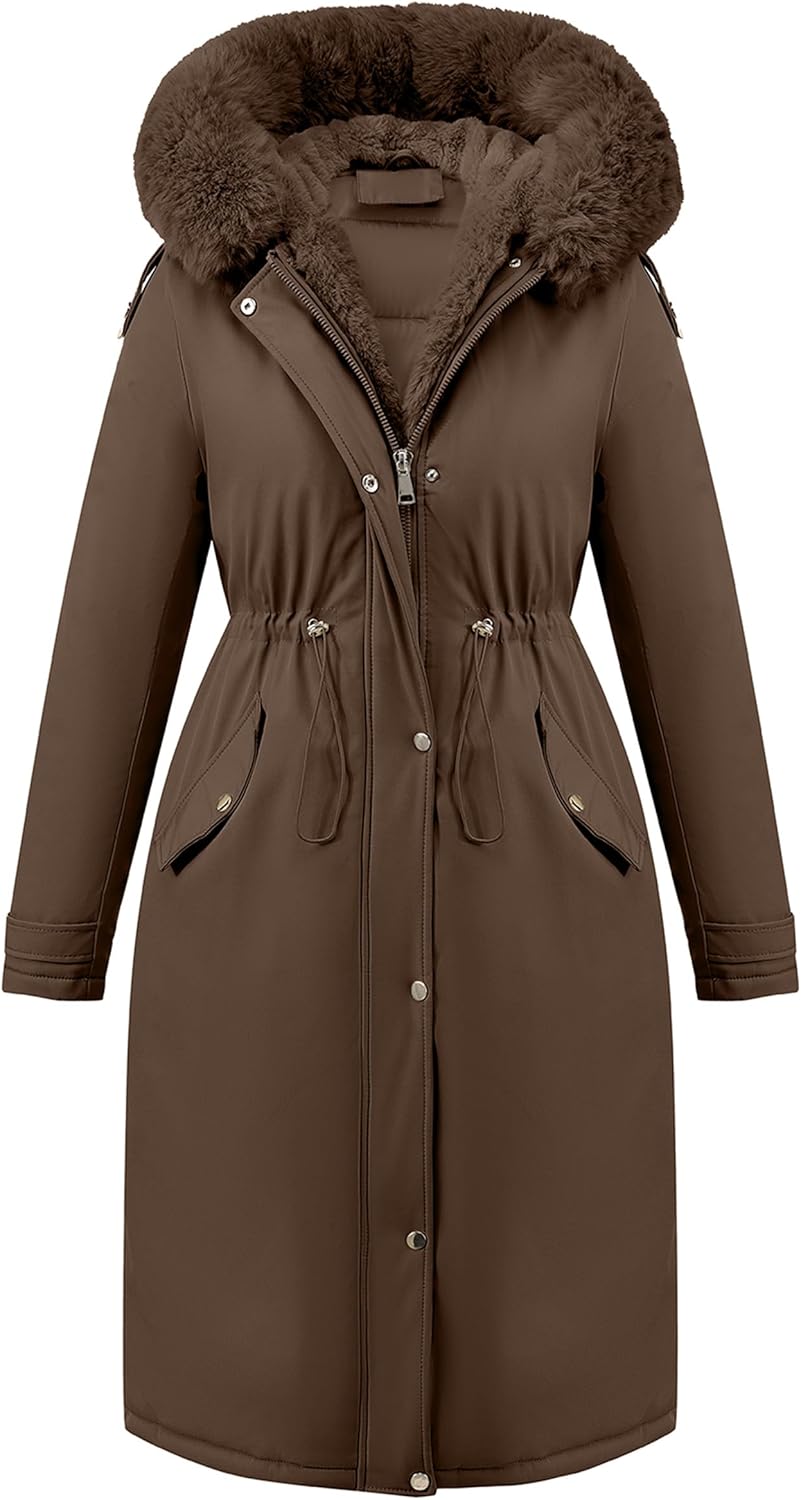 RISISSIDA Women Winter Parka Puffy Coat,Puffer Jacket with Long Fur Collar Hooded,Thicken Warm Bubble Overcoat for Deep Cold