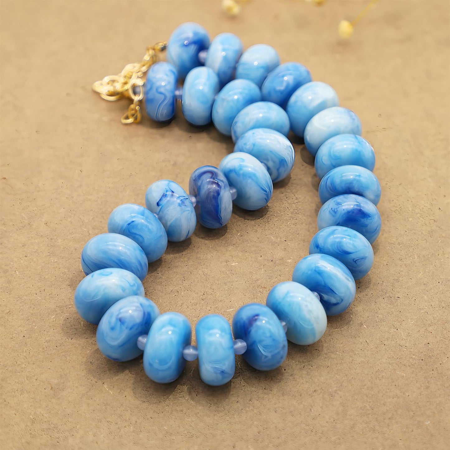 We We Chunky Colorful Beaded Necklace for Women Large Boho Statement Bead Chokers Necklaces Turquoise Blue Big Beads Jewelry Neck Summer Beach