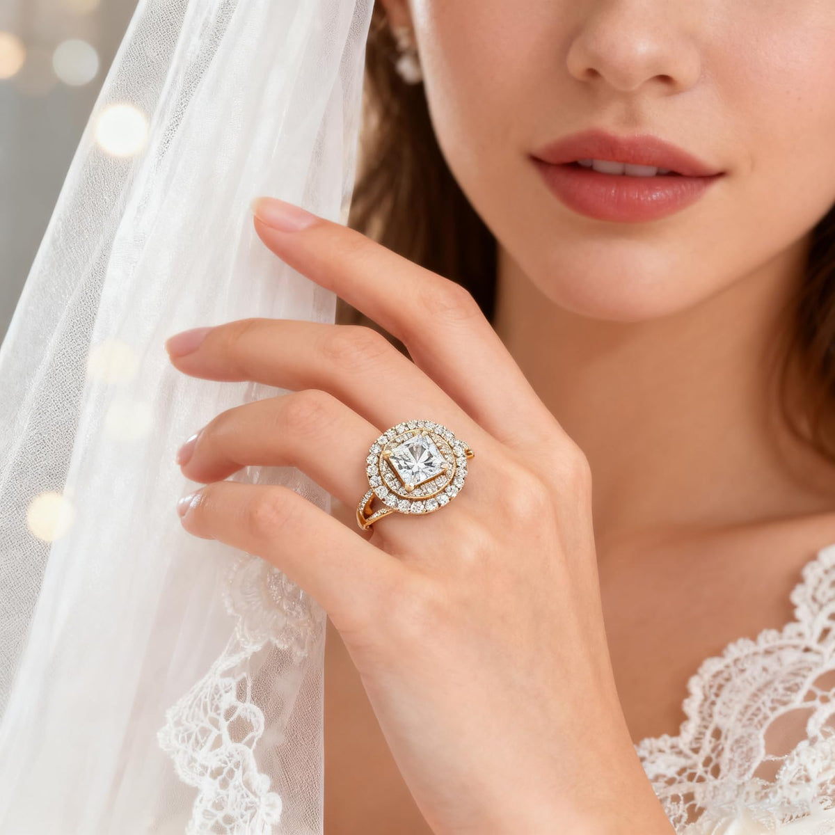Personalized Princess Cut Moissanite Engagement Ring for Women – 10K/14K/18K Gold Custom Promise, Wedding & Anniversary Ring with Luxury Gift Box