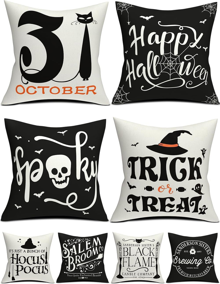 Christmas Decorations Set of 4 Double-Sided Print Christmas Pillow Covers 18" x 18", with 8 Cute Patterns, Throw Pillow Covers Perfect for Home Christmas Decor