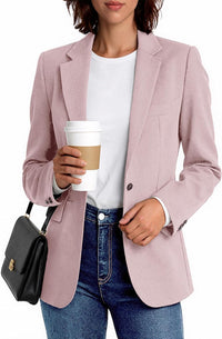 Mina Self 2025 Fall Casual Blazer for Women-Long Sleeve Lapel Open Front Lightweight Work Office Jackets with Pockets