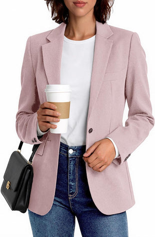 Mina Self 2025 Fall Casual Blazer for Women-Long Sleeve Lapel Open Front Lightweight Work Office Jackets with Pockets