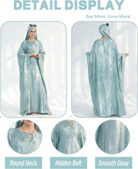 Luxury Dubai Style Abaya and Hijab Set, Breathable Modest Prayer Dress with Belt Loose Fit Muslim Robe