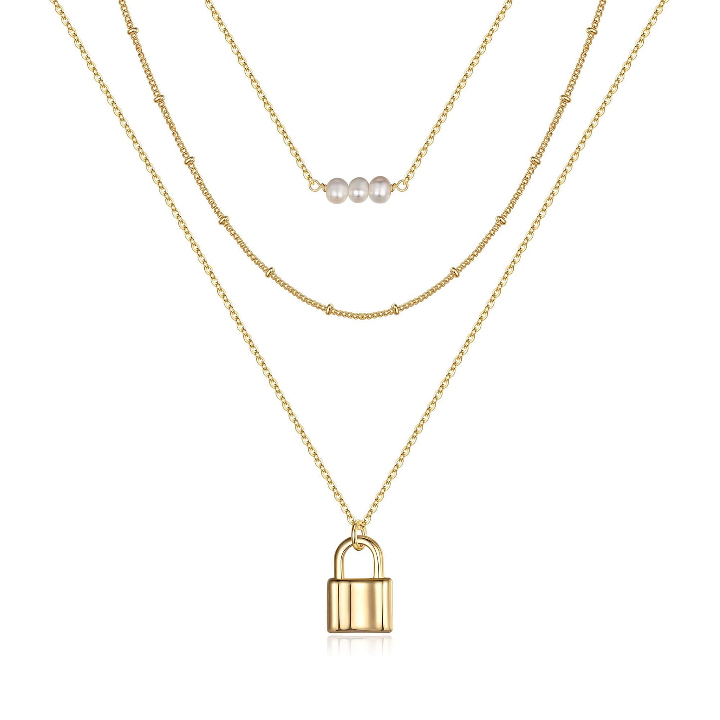 Turandoss Dainty Layered Choker Necklace, Handmade Y Pendant Necklace Multilayer Bar Disc Necklace Adjustable Layering Choker Necklaces for Women