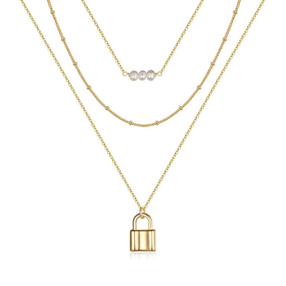 Turandoss Dainty Layered Choker Necklace, Handmade Y Pendant Necklace Multilayer Bar Disc Necklace Adjustable Layering Choker Necklaces for Women