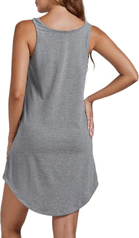 Vrtige Women's Tank Nightgown Sleeveless Sleepwear Scoop Neck Full Slip Chemise Nightdress