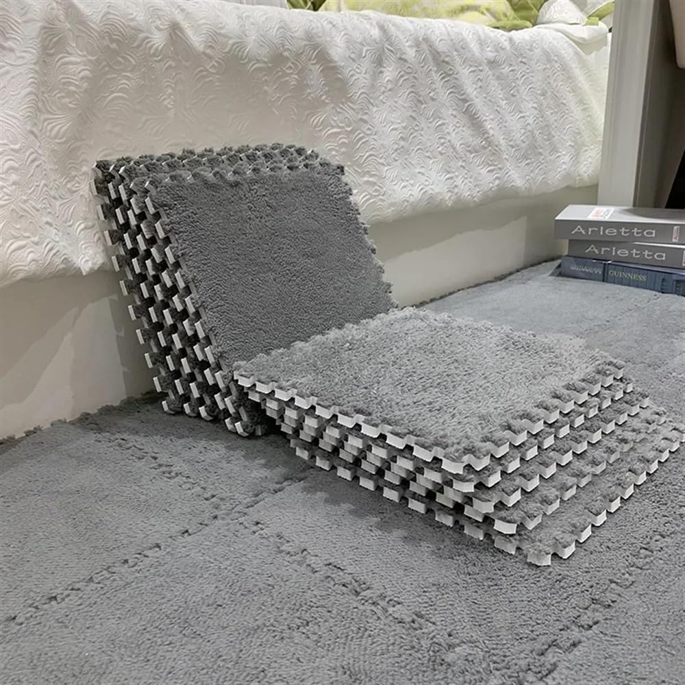 7DAY'S 40pcs 30x30cm DIY Nordic Floor Mat Splicing Carpet Plush Velvet Bedroom Rooms Pink Mat Puzzle Plush Mats Interlocking Carpet Tiles for Commercial and Home