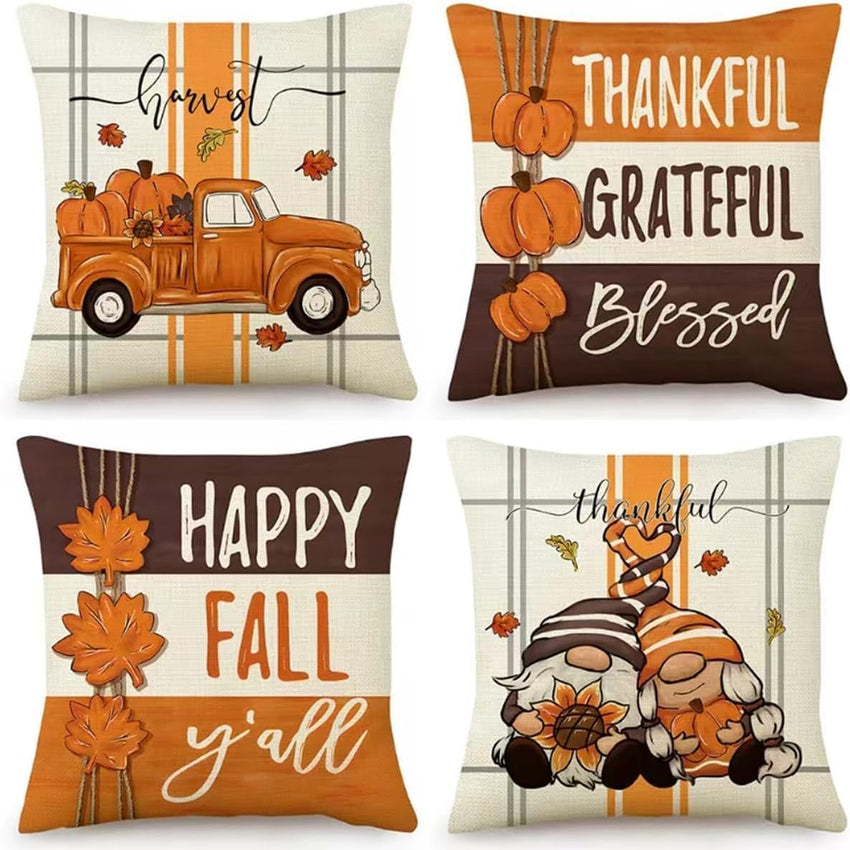 PSDWETS Christmas Pillow Covers 18x18 Set of 4 Christmas Decorations Snowman Deer Tree Winter Holiday Decor Throw Cushion Case for Home Couch