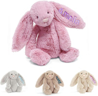 Plush Rabbit Embroidered with Child's Name Handmade Customized Plush Toys Children's First Companion Toys, Children's Welcome Baby Party, Birthday, Easter, Christmas, Thanksgiving Gifts