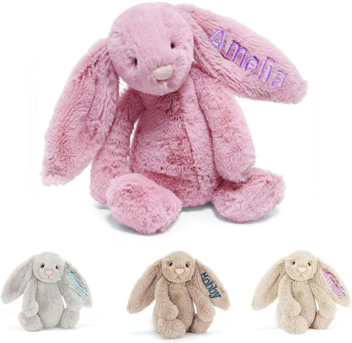 Plush Rabbit Embroidered with Child's Name Handmade Customized Plush Toys Children's First Companion Toys, Children's Welcome Baby Party, Birthday, Easter, Christmas, Thanksgiving Gifts