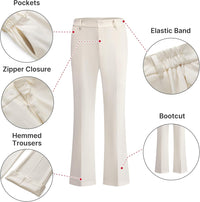 Women's Suit 2 Piece Set Pinstripe Blazer and Bootcut Dressy Pants Set for Work Office Business Outfits