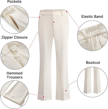 Women's Suit 2 Piece Set Pinstripe Blazer and Bootcut Dressy Pants Set for Work Office Business Outfits