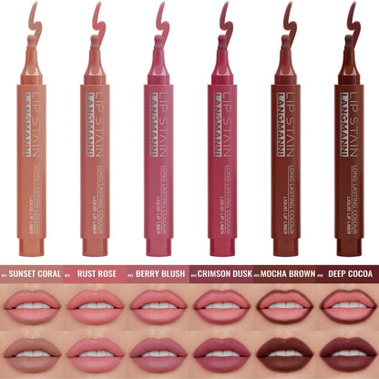 Jolilab 4 Colors Lip Stain Set:Marker Matte Liquid Lip Stain Pen,Highly Pigmented,Long-Lasting,Lip Liner Lip Contour Multi-Use.(#01+02+03+04)