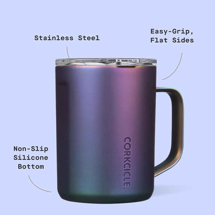 Corkcicle Classic Coffee Mug - Triple Insulated Stainless Steel for Travel - Shatter-Proof Lid - Keeps Drink Hot Over 3 Hours - Holiday Mug Gift - Great for Gifting Warmth - 16 oz - Dragonfly